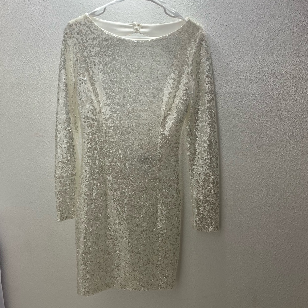 Sequin open back long sleeve party Dress